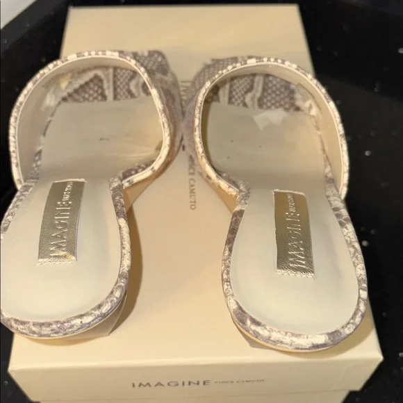 *Vince Camuto IM-DAHRA ROCCIA White Gold DOMINO Snake Print Open Toe Wedges - Picture 10 of 16